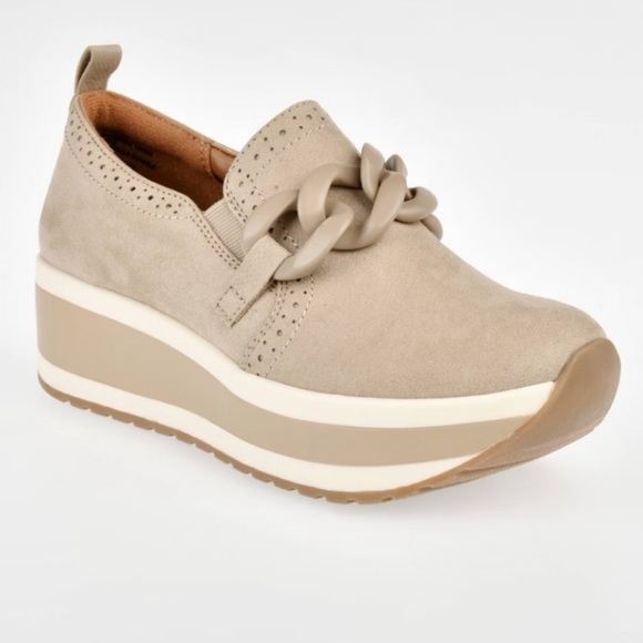 Mad Love Maryanne Platform Loafers, Suede-Like Slip-On - Tan - Picture 1 of 15